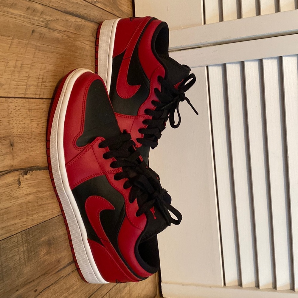 Red & Black Low Top Air Jordan 1s